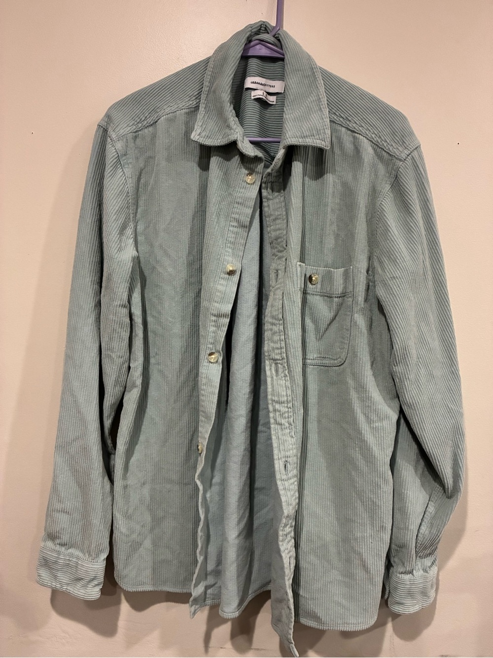 Corduroy Button-Front Jacket - Sage Green Urban Outfitters